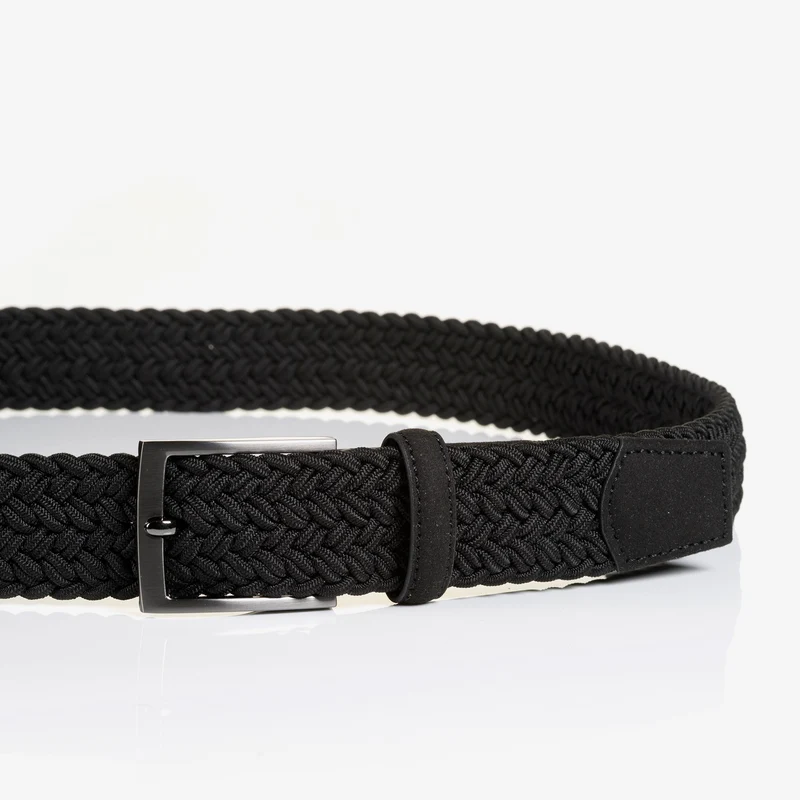 HAVANNA black uni – Elastischer Flechtgürtel Herren 3,5 cm