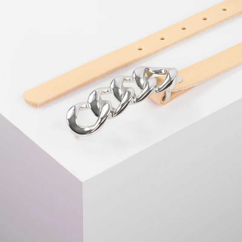 Ledergürtel 2cm mit Schnalle Roma silber