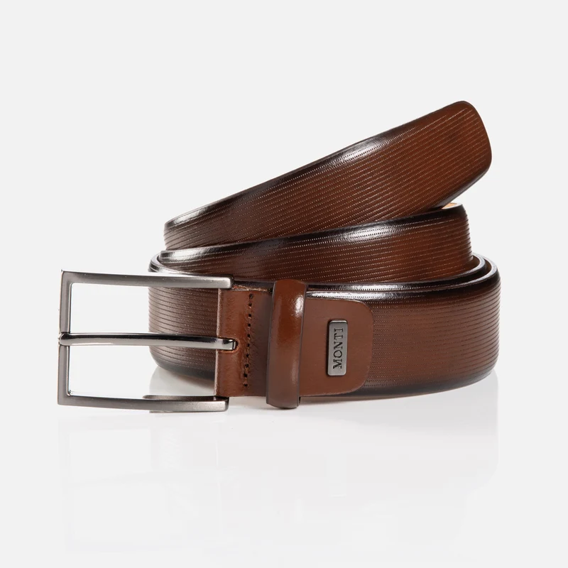 MARSALA brown uni – Herren-Anzuggürtel 3,5 cm