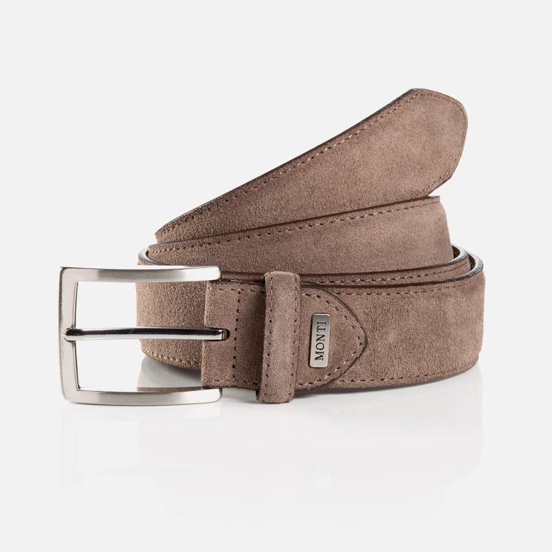 MONTREAL light brown uni – Veloursledergürtel Herren 3,5 cm