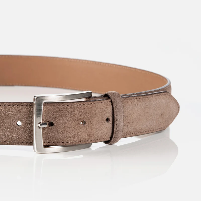 MONTREAL light brown uni – Veloursledergürtel Herren 3,5 cm