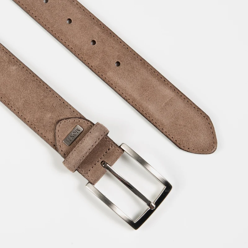 MONTREAL light brown uni – Veloursledergürtel Herren 3,5 cm