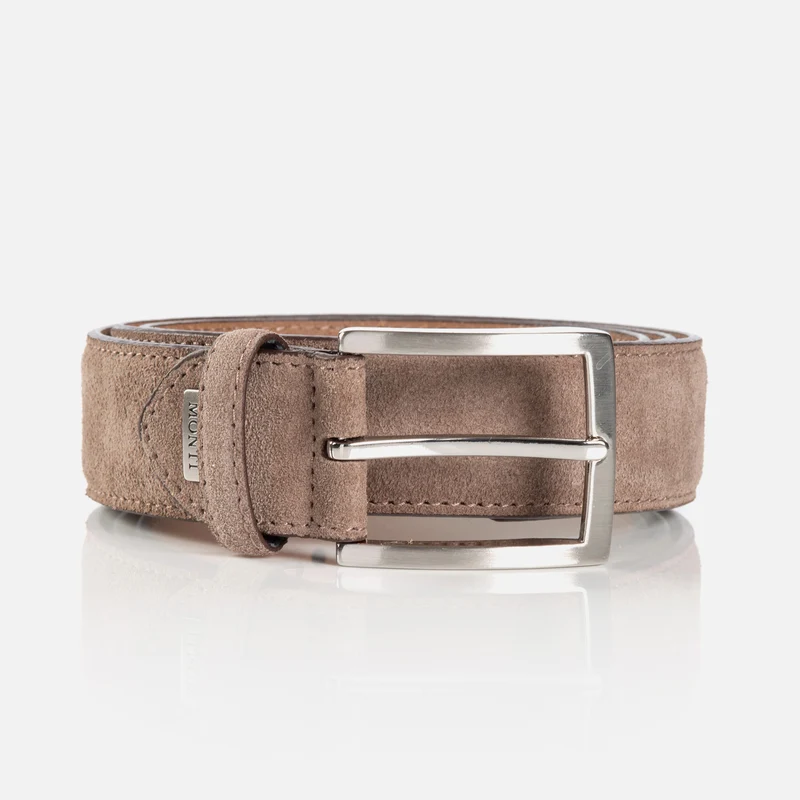 MONTREAL light brown uni – Veloursledergürtel Herren 3,5 cm