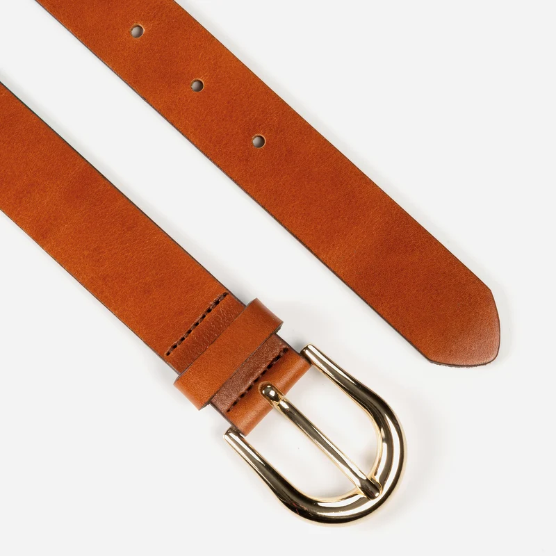 CESENA cognac uni – Ledergürtel Damen 3 cm mit goldfarbener Schließe