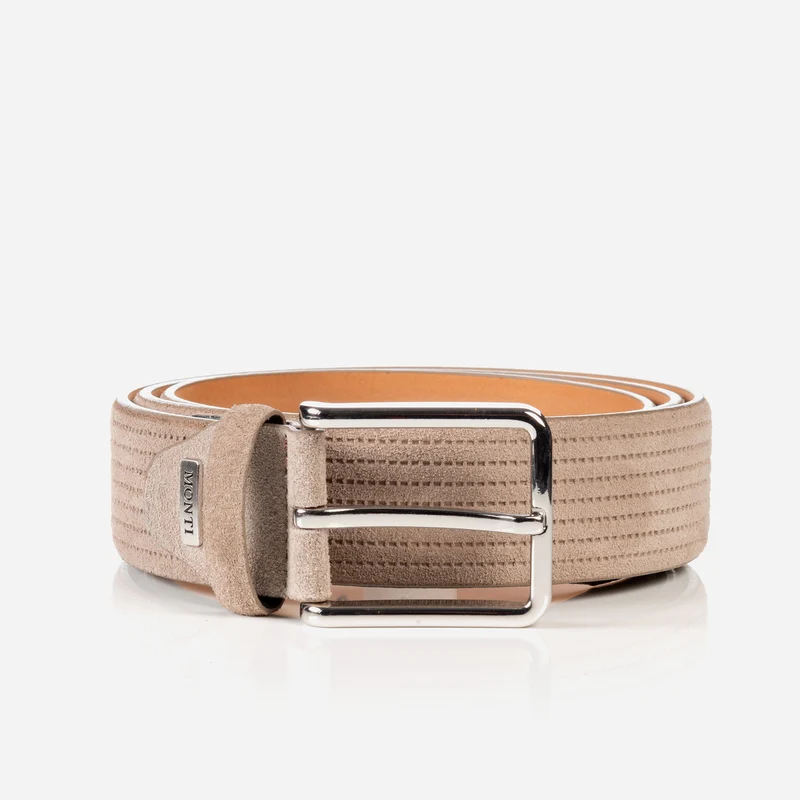 CALGARY taupe uni – Veloursledergürtel Herren 3,5 cm