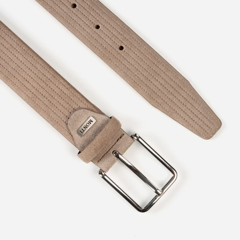 CALGARY taupe uni – Veloursledergürtel Herren 3,5 cm