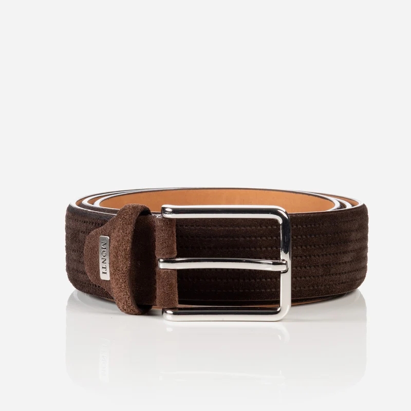 CALGARY dark brown uni – Veloursledergürtel Herren 3,5 cm
