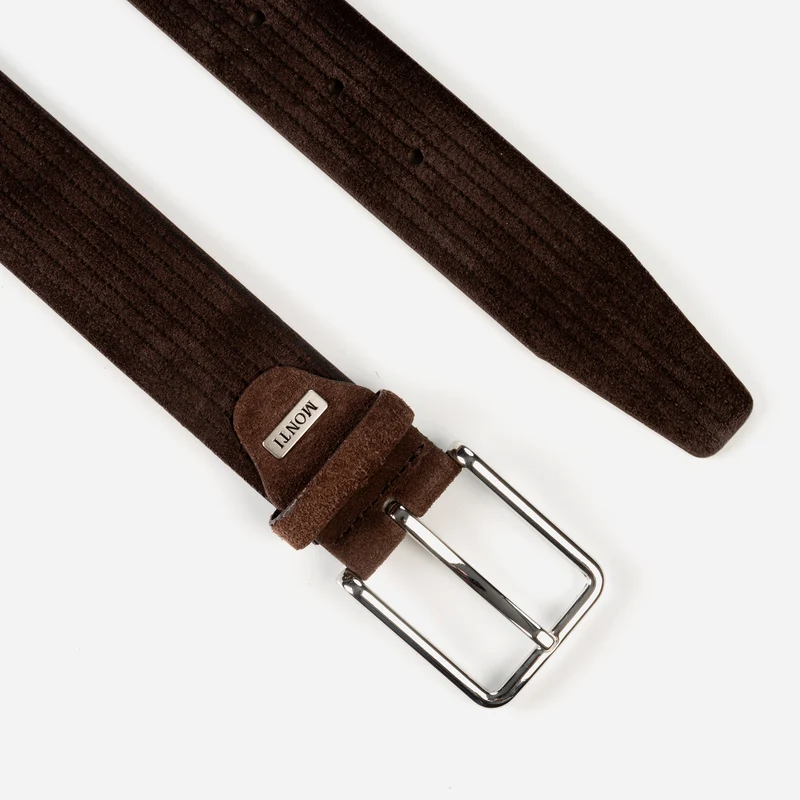 CALGARY dark brown uni – Veloursledergürtel Herren 3,5 cm