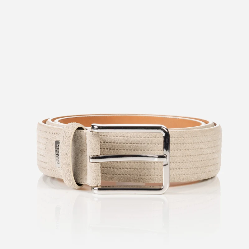 CALGARY light beige uni – Veloursledergürtel Herren 3,5 cm