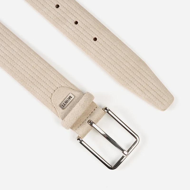 CALGARY light beige uni – Veloursledergürtel Herren 3,5 cm