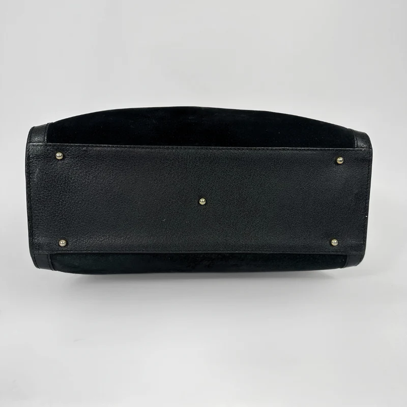 Gucci Schwarze Wildleder-Bambus-Schultertasche