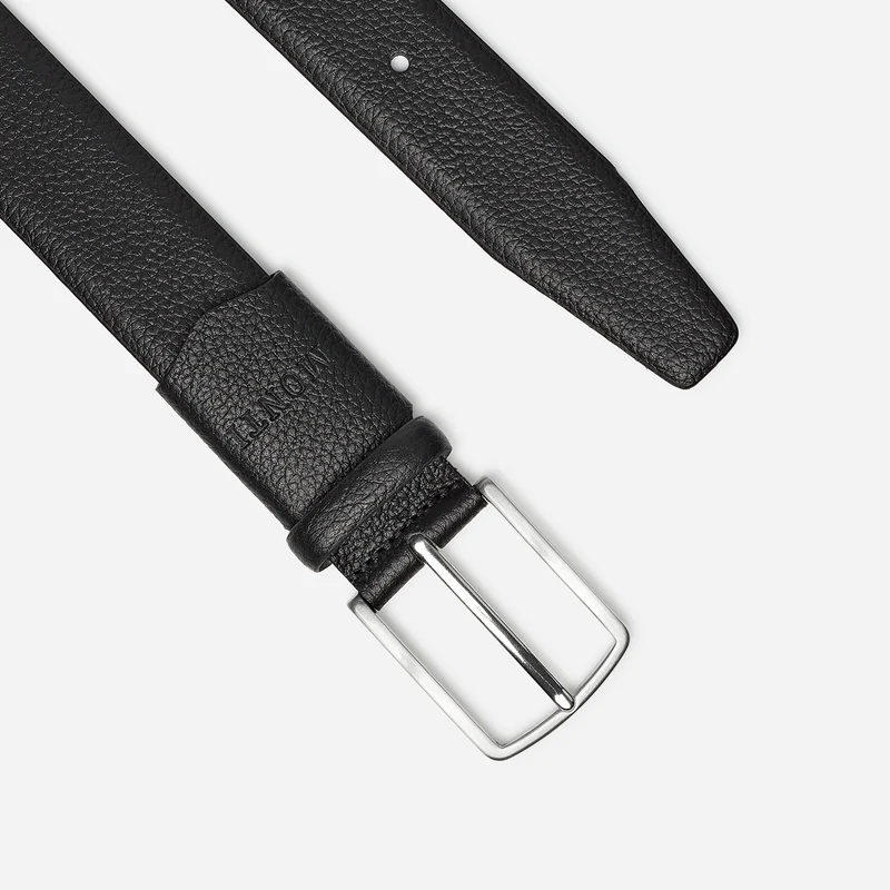 MOSKAU black uni – Ledergürtel Herren 3,5 cm mit Dehnbund