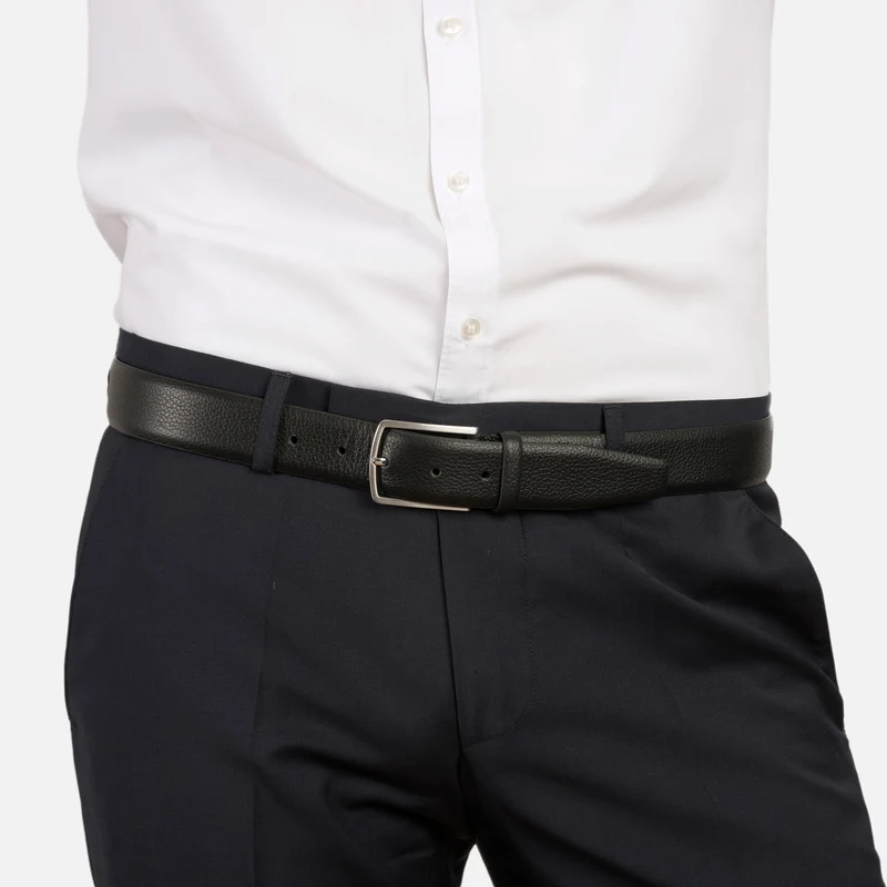 MOSKAU black uni – Ledergürtel Herren 3,5 cm mit Dehnbund