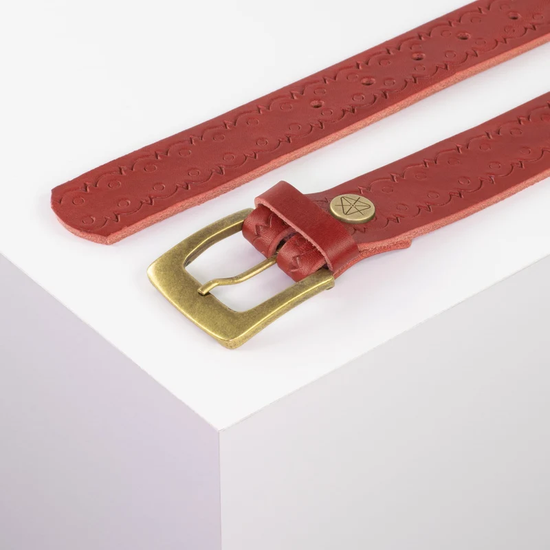 Ledergürtel 3,5cm mit Schnalle Madrid messing