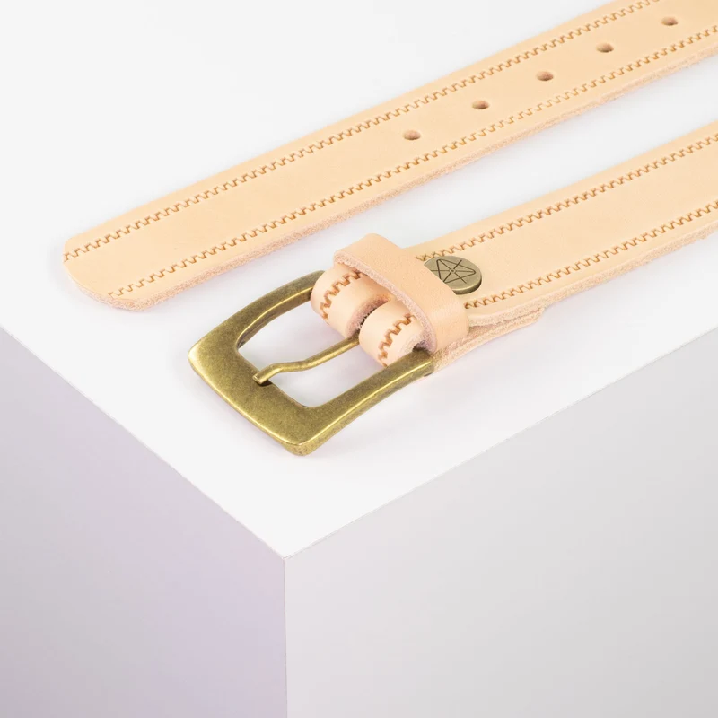 Ledergürtel 3,5cm mit Schnalle Madrid messing