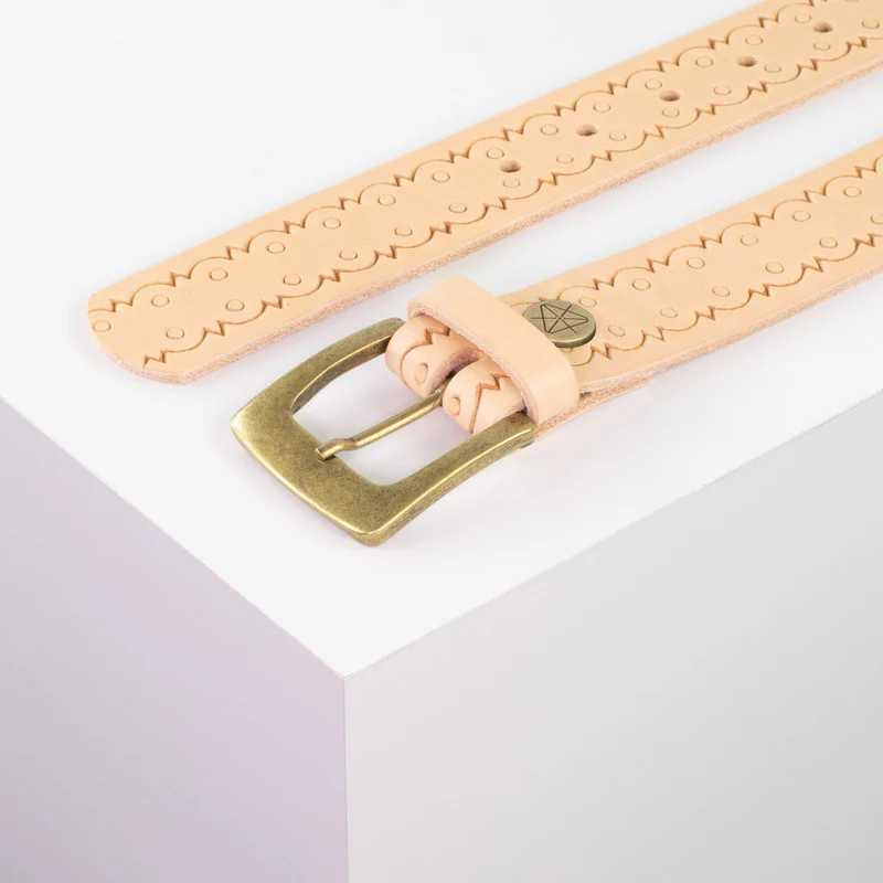 Ledergürtel 3,5cm mit Schnalle Madrid messing