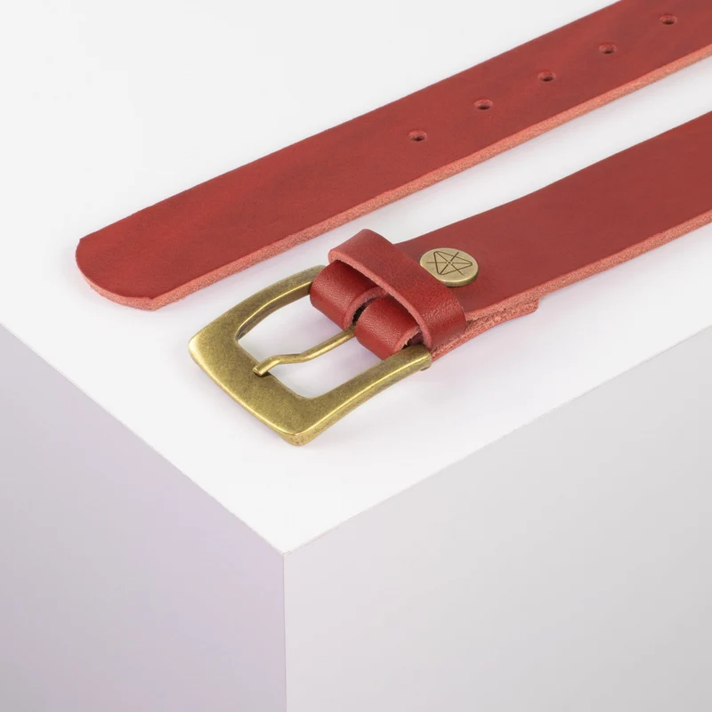 Ledergürtel 3,5cm mit Schnalle Madrid messing