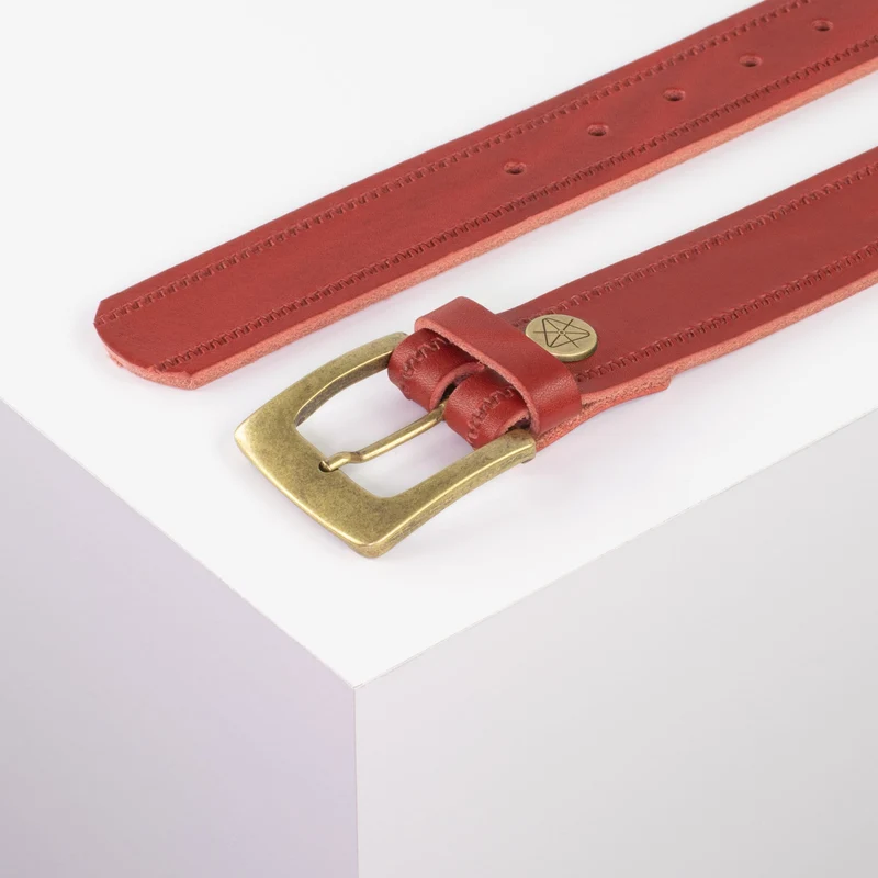 Ledergürtel 3,5cm mit Schnalle Madrid messing