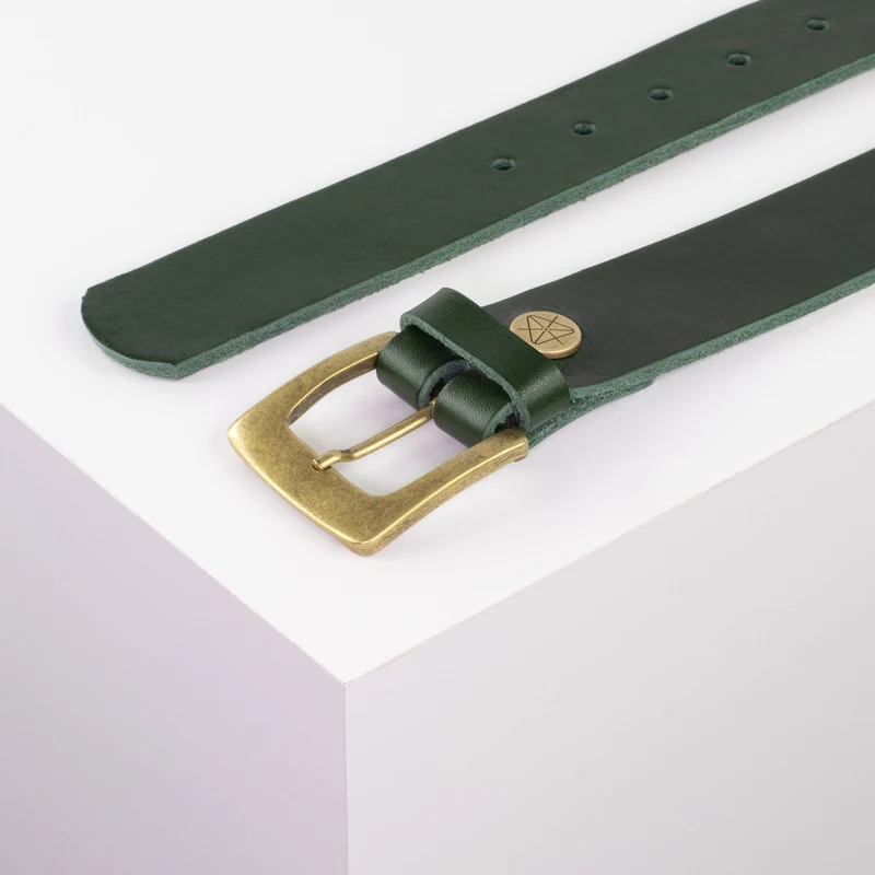 Ledergürtel 3,5cm mit Schnalle Madrid messing