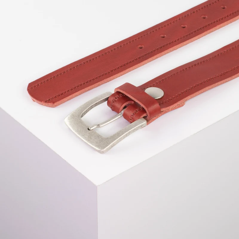 Ledergürtel 3,5cm mit Schnalle Madrid silber matt
