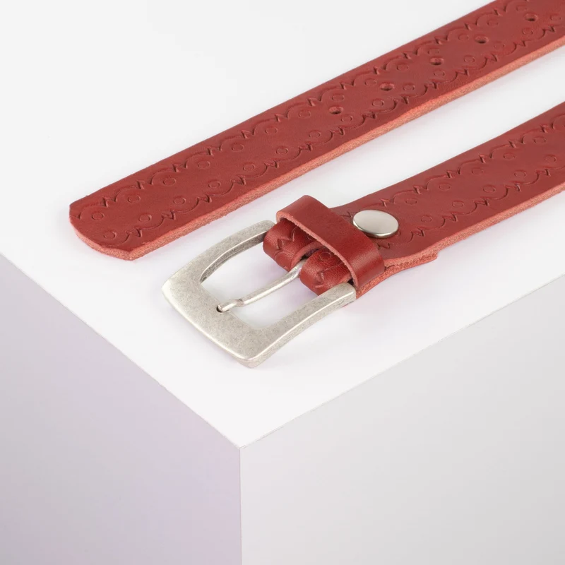 Ledergürtel 3,5cm mit Schnalle Madrid silber matt