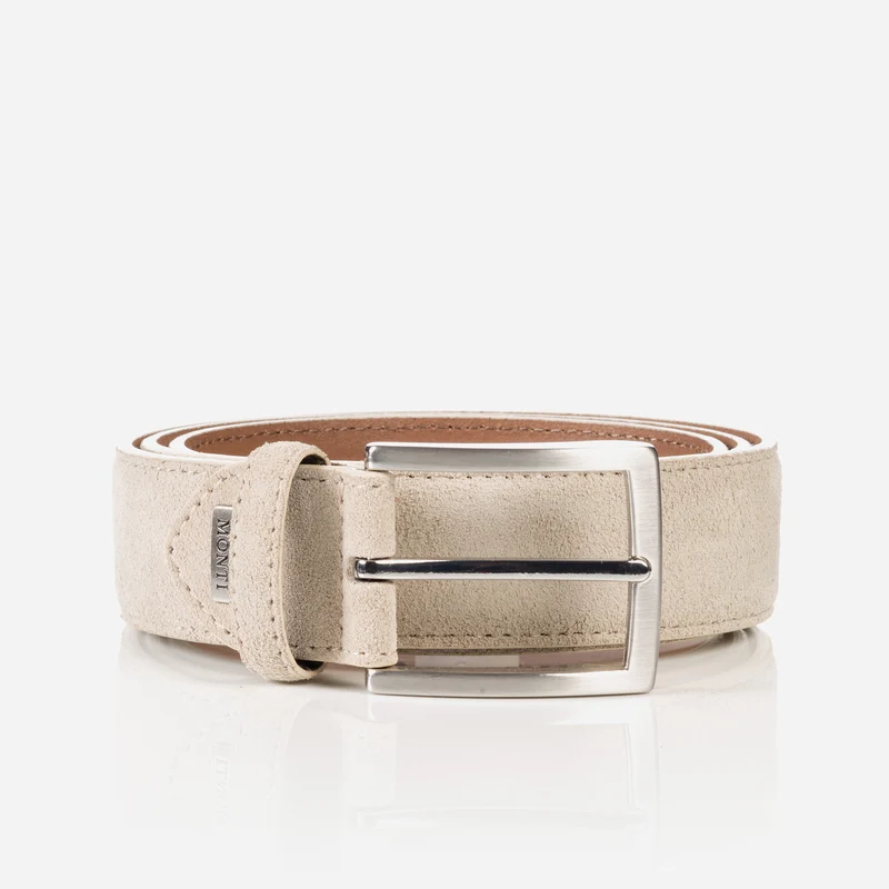 MONTREAL light beige uni – Veloursledergürtel Herren 3,5 cm