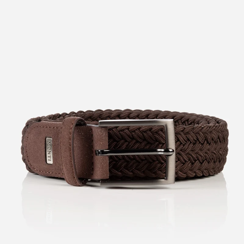 HAVANNA dark brown uni – Elastischer Flechtgürtel Herren 3,5 cm