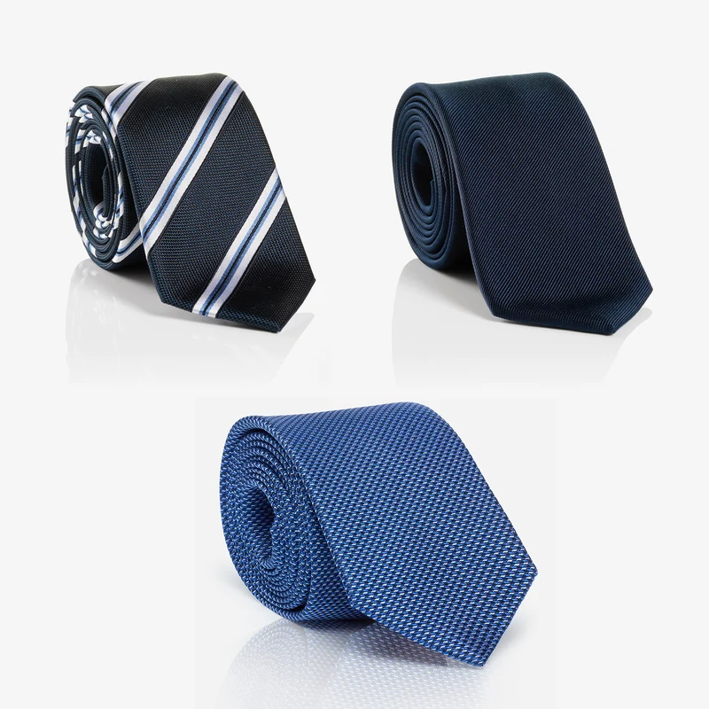 Business Trio Navy: RAUL + THOMA + LANDO – Fliege & Einstecktuch Set