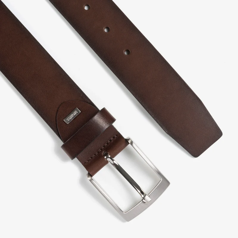 TUSTON brown uni – Ledergürtel Herren 3,8 cm