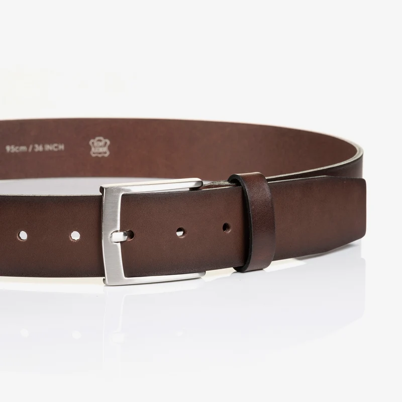 TUSTON brown uni – Ledergürtel Herren 3,8 cm