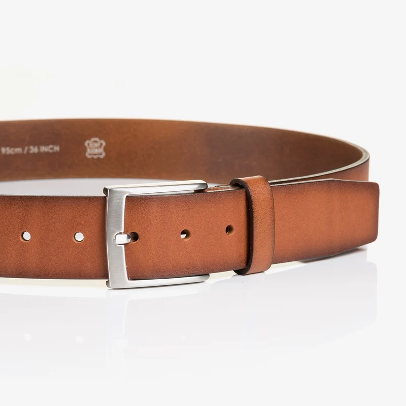 TUSTON cognac uni – Ledergürtel Herren 3,8 cm