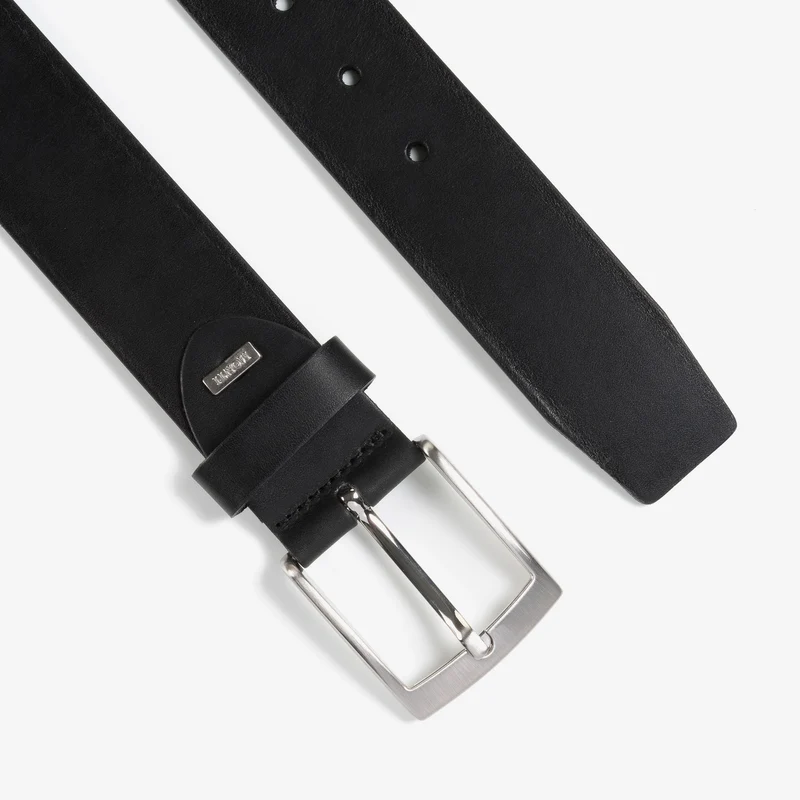 TUSTON black uni – Ledergürtel Herren 3,8 cm