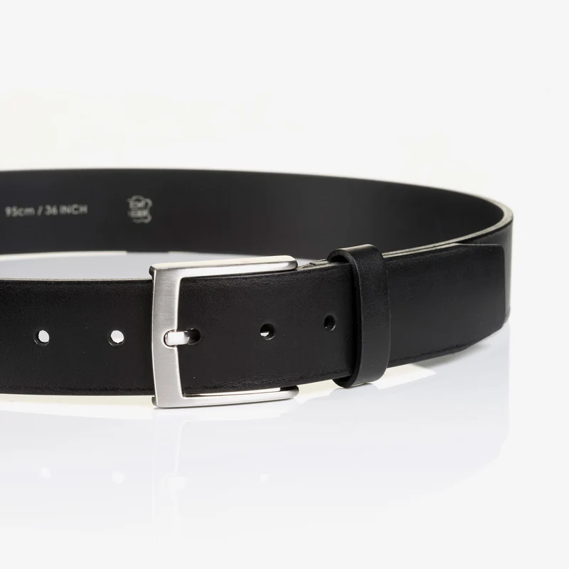 TUSTON black uni – Ledergürtel Herren 3,8 cm