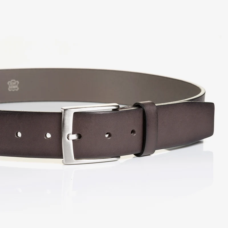 TUSTON grey uni – Ledergürtel Herren 3,8 cm