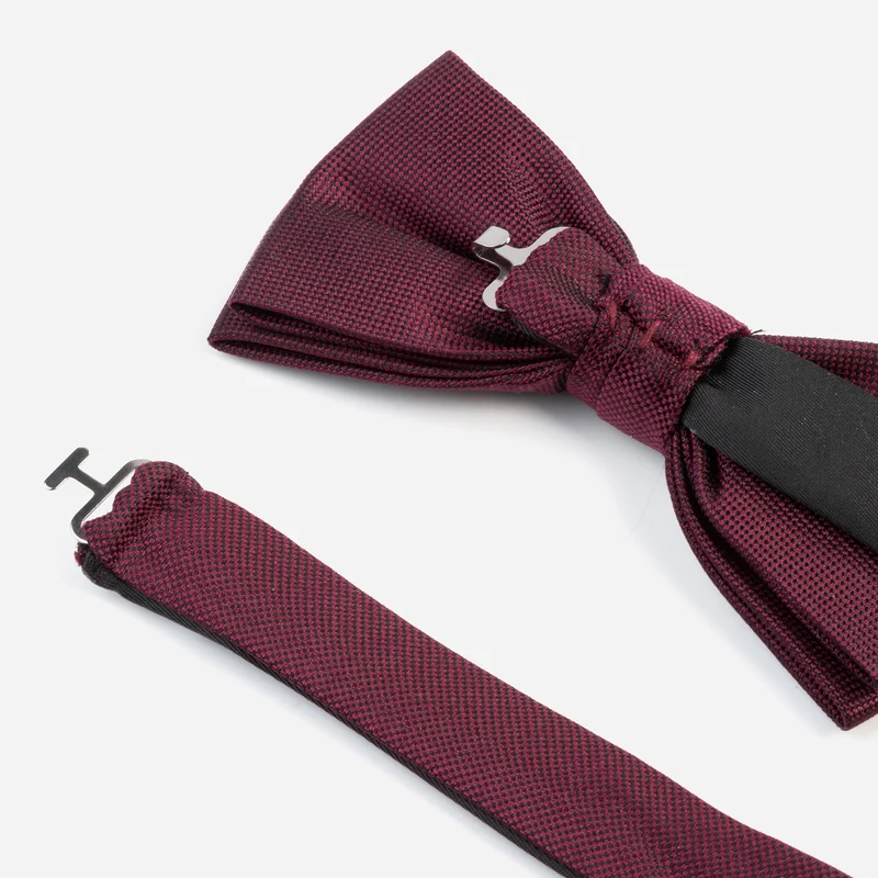 VALENTINO bordeaux uni – Seidenfliege mit Oxford-Webstruktur