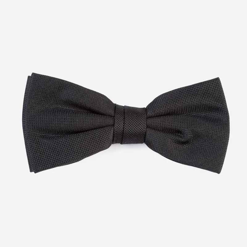 VALENTINO black uni – Seidenfliege mit Oxford-Webstruktur