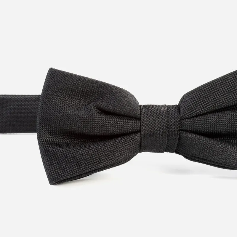 VALENTINO black uni – Seidenfliege mit Oxford-Webstruktur
