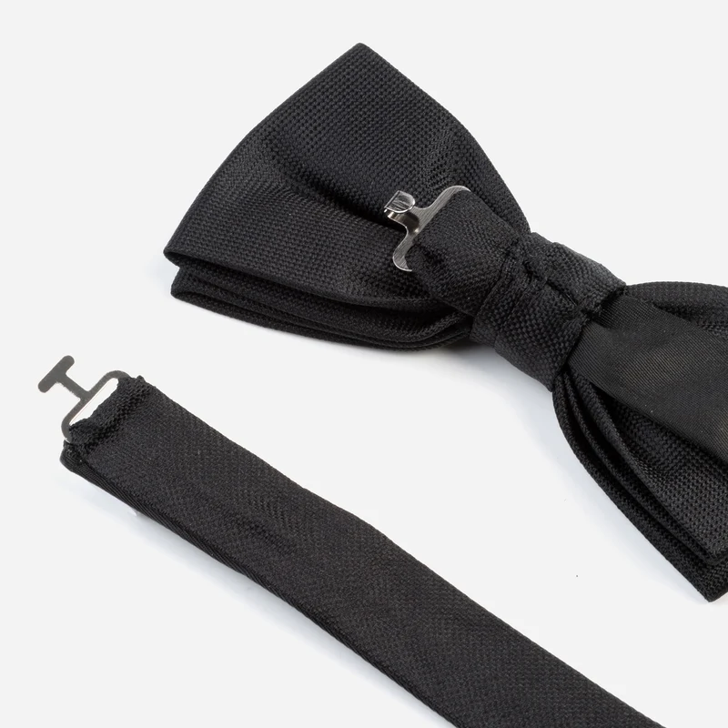 VALENTINO black uni – Seidenfliege mit Oxford-Webstruktur