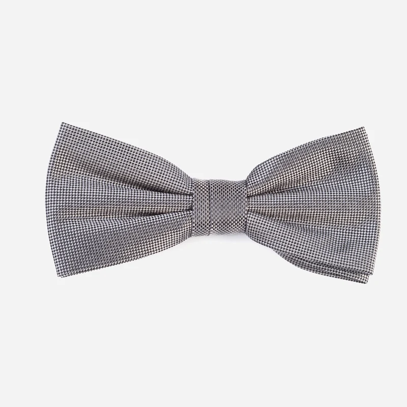 VALENTINO silver uni – Seidenfliege mit Oxford-Webstruktur