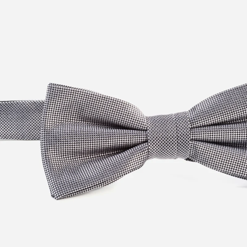 VALENTINO silver uni – Seidenfliege mit Oxford-Webstruktur