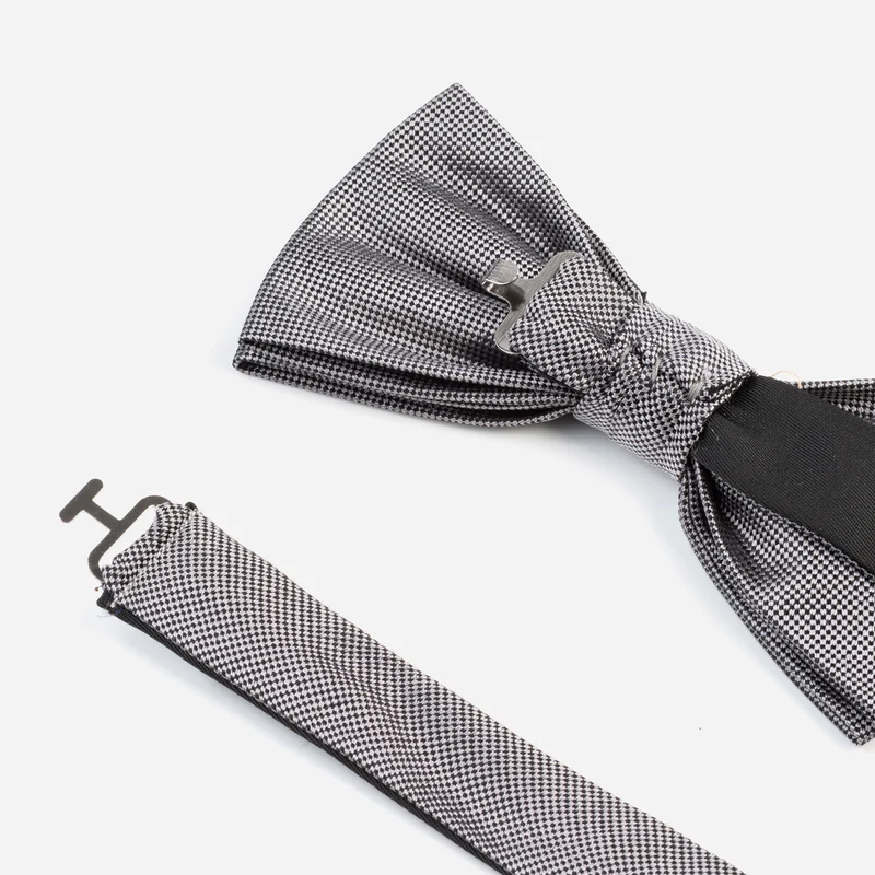VALENTINO silver uni – Seidenfliege mit Oxford-Webstruktur
