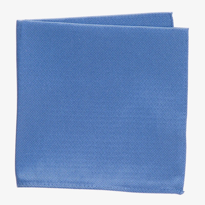 VINCENZO blue uni – Seiden-Einstecktuch mit Oxford-Webstruktur