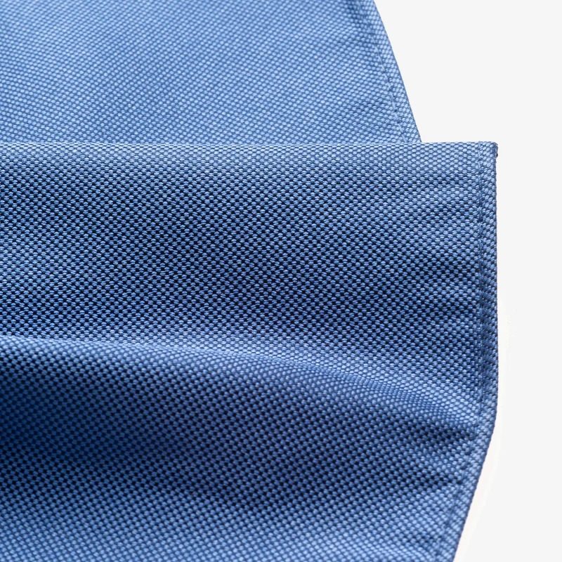 VINCENZO blue uni – Seiden-Einstecktuch mit Oxford-Webstruktur