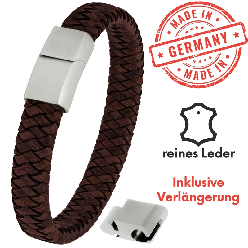 Lederarmband ovalbraided SILSAND (Braun)