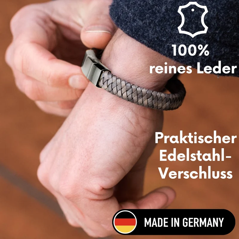 Lederarmband ovalbraided SILSAND (Braun)