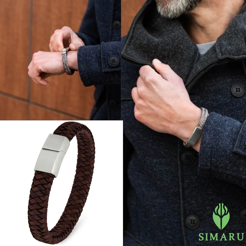 Lederarmband ovalbraided SILSAND (Braun)