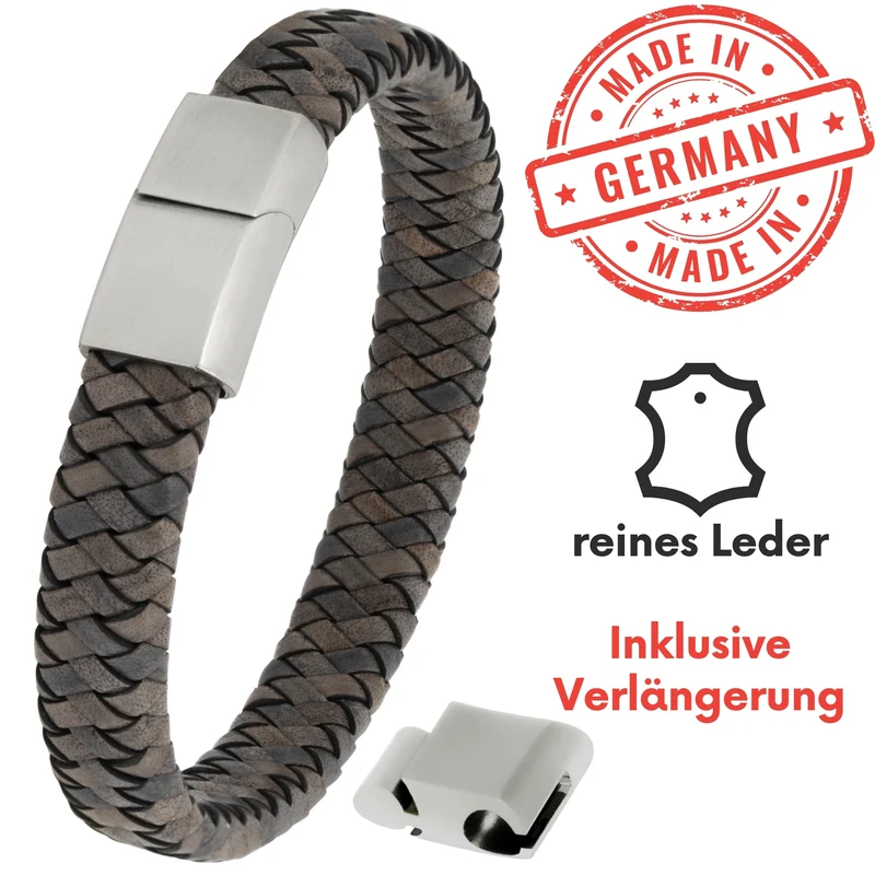 Lederarmband ovalbraided NYBORG (Grau)
