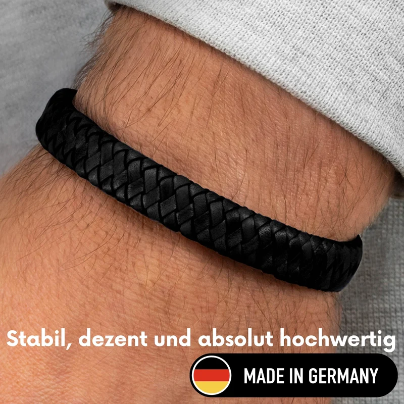 Lederarmband ovalbraided FYLKE (Schwarz)