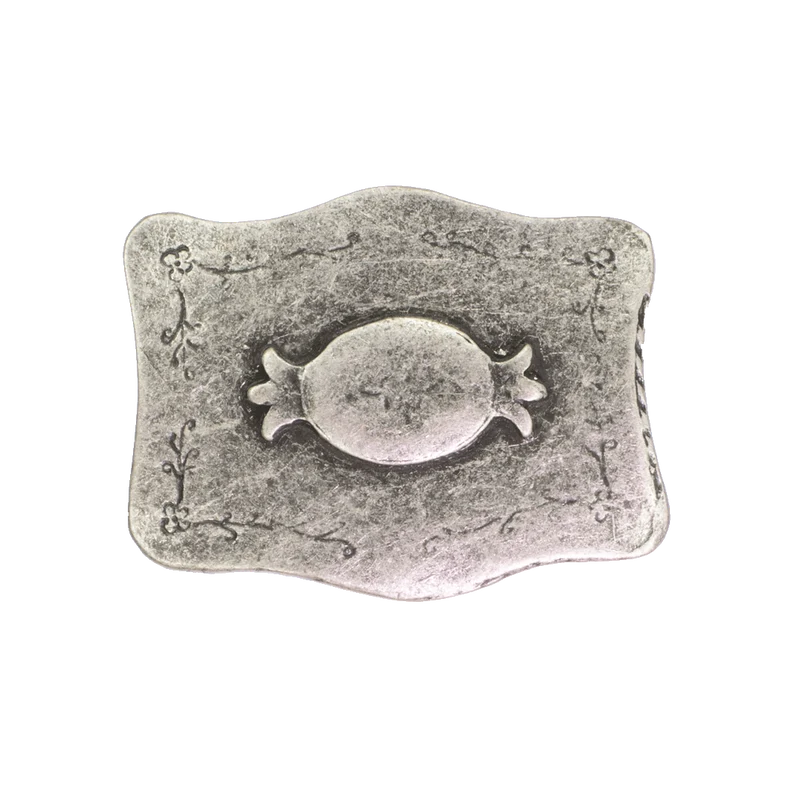 Gürtelschnalle 4cm Bonbon silber