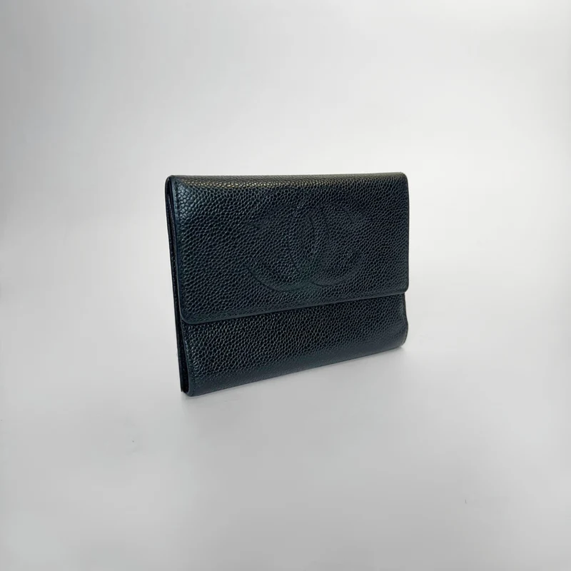 Chanel Geldbörse Mittelgroß Kaviarleder